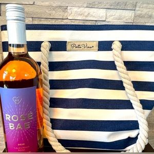 Portovino Beach Tote w/ Hidden, Insulated Compartment, Holds 2 Bottles Of Wine!
